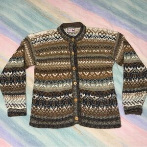 Alpaca Connection Peru Wool Knit Button Cardigan Sweater Women’s